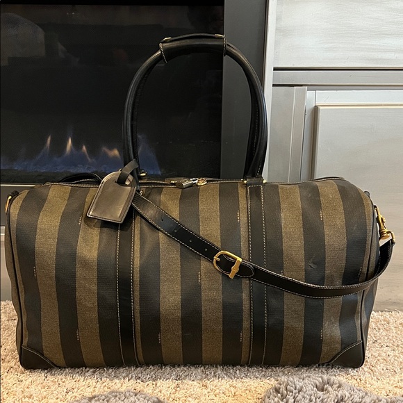 Fendi Handbags - Fendi Vintage Pequin Duffle Bag